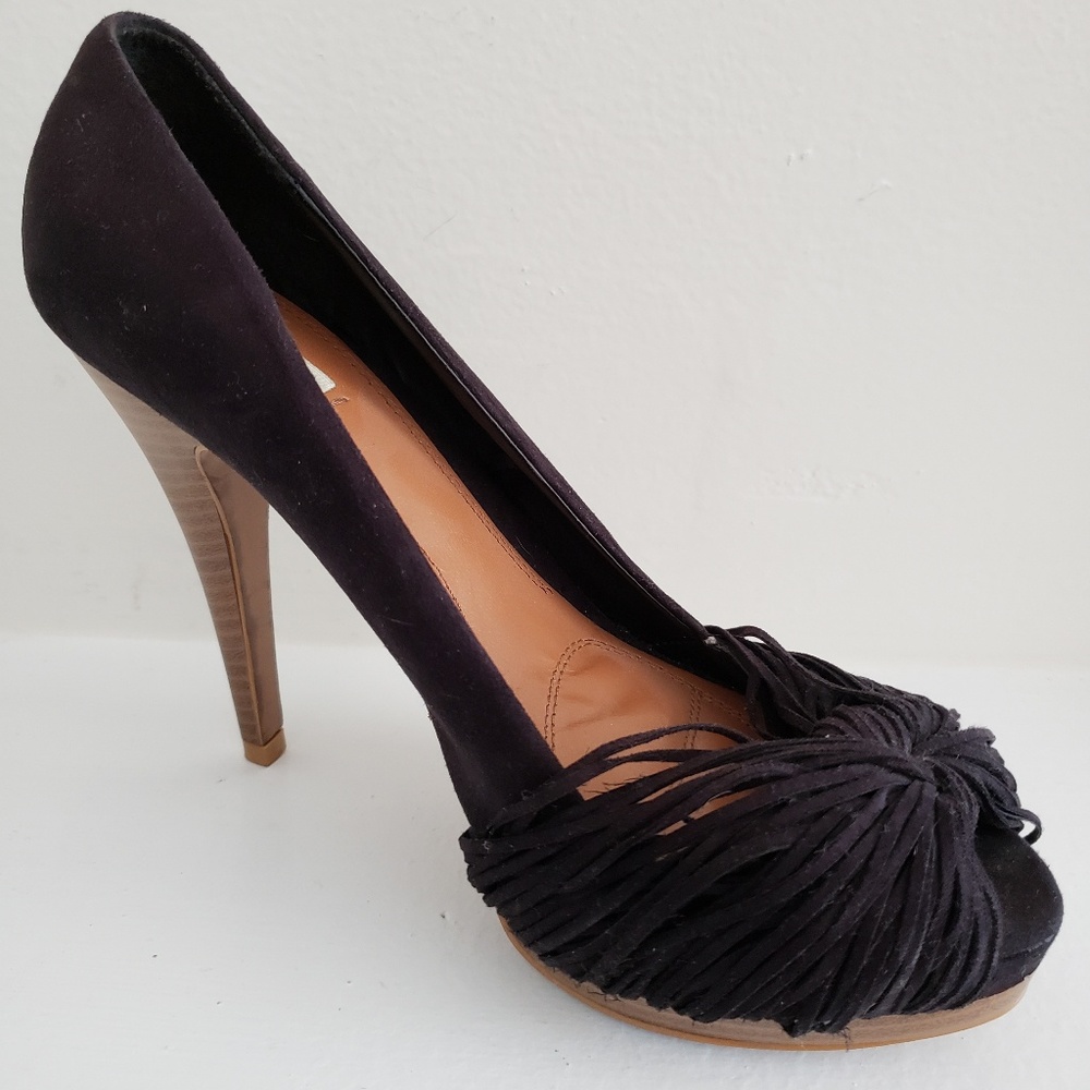 Black suede Zara peep toe pumps size 39 us 8